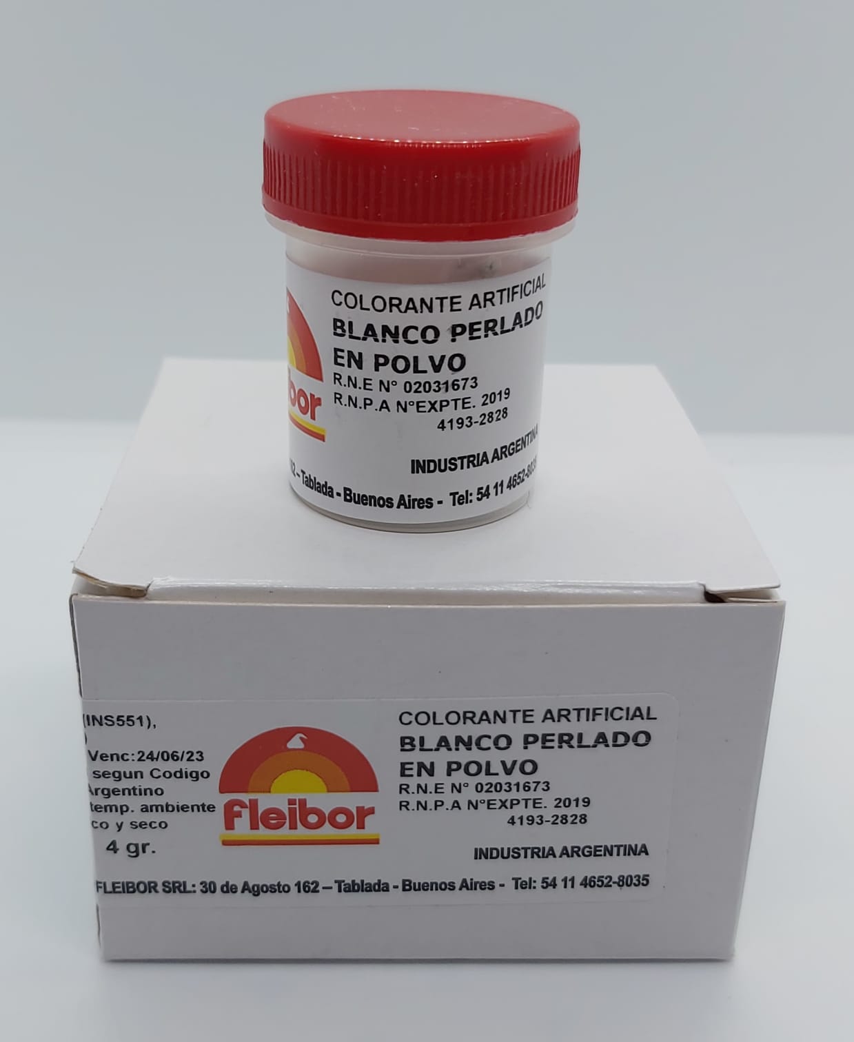 Colorante Fleibor Polvo comestible Blanco perlado